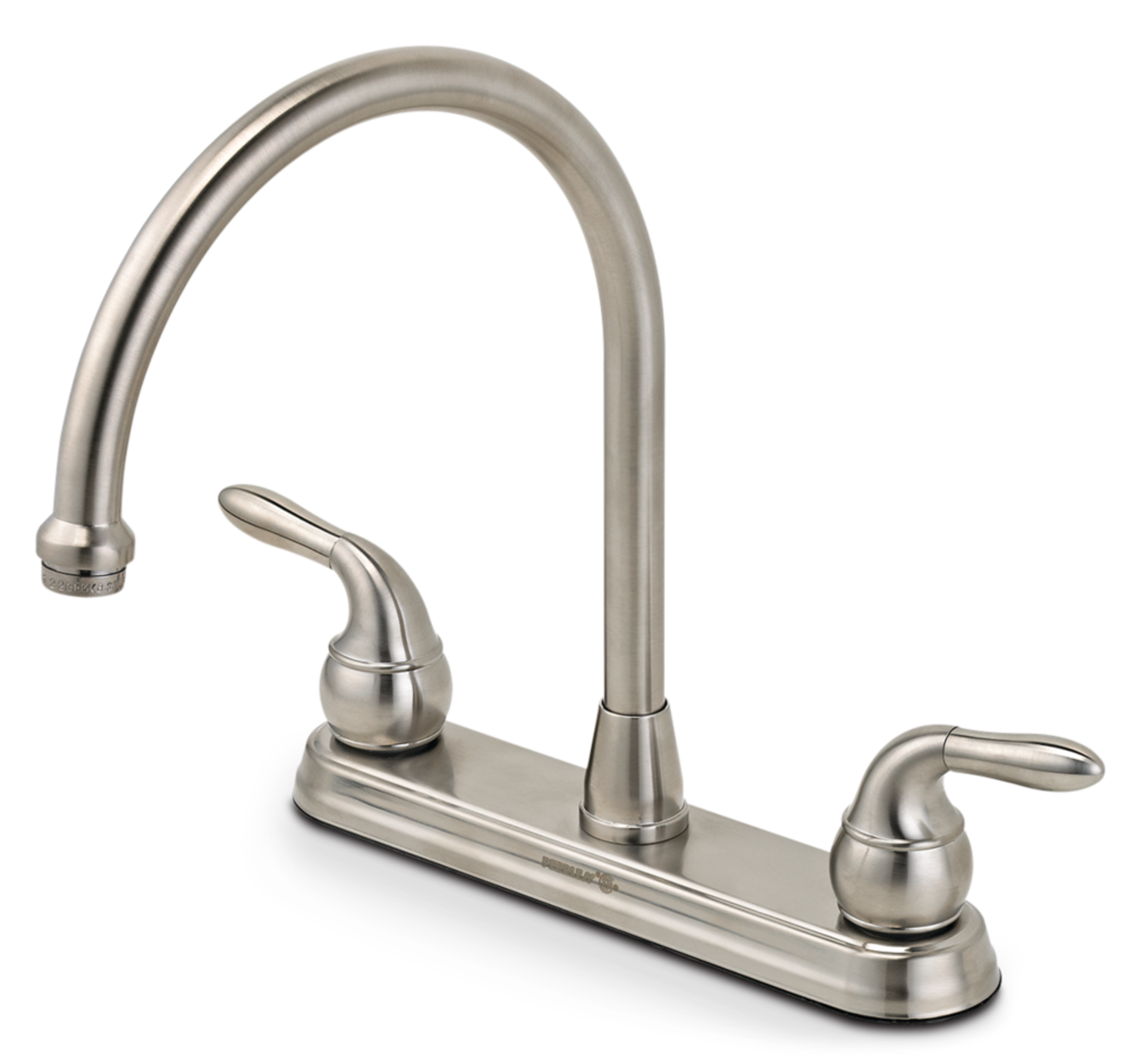 Peerless® Double Handle Kitchen Faucet, Brushed Nickel Front_Angled_Left