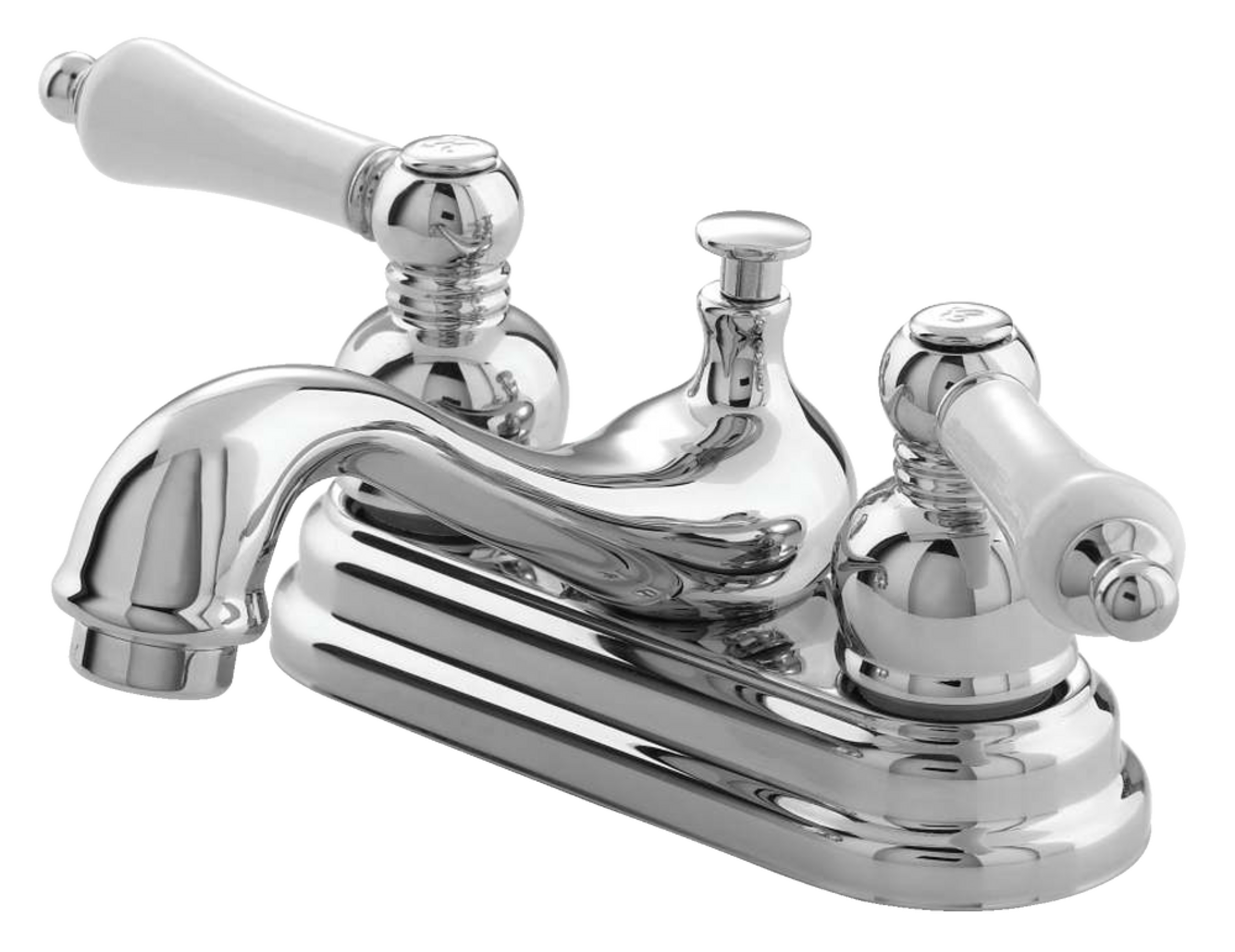 Danze Sheridan Double Handle 4-in Centreset Bathroom Sink Faucet with Pop-Up Drain, Chrome Front_Three_Fourths_Angled_Left
