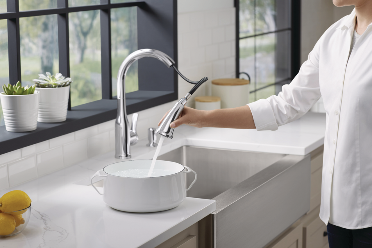 Kohler Cruce 1 Handle Pull Down Kitchen Faucet Chrome