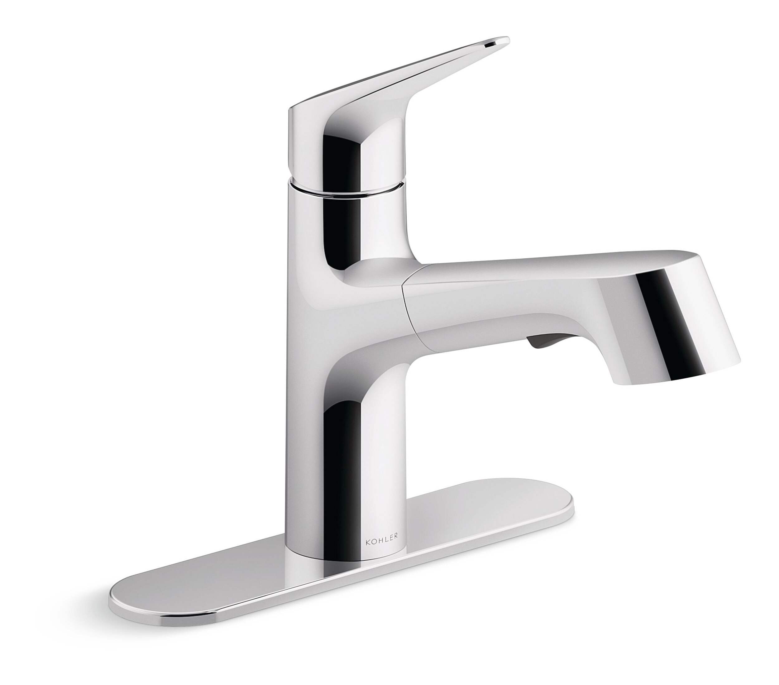Kohler Tyne Single Handle Pull Out Kitchen Faucet, Chrome Front_Three_Fourths_Angled_Right