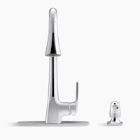 Kohler Maxton Single Handle High-Arc Pull Out Kitchen Faucet, Black