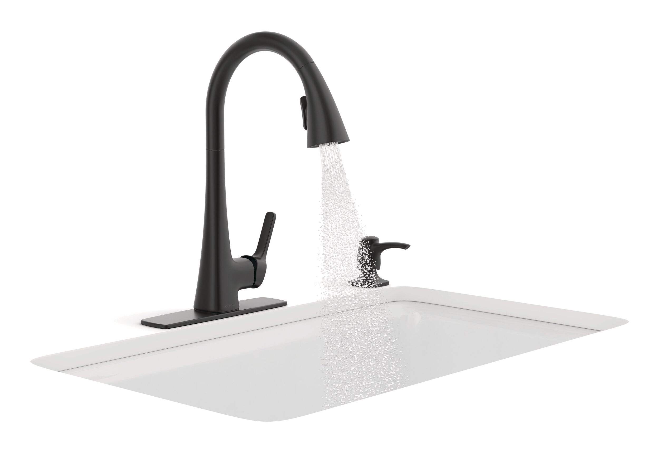 Kohler Maxton Single Handle HighArc Pull Out Kitchen Faucet, Black Canadian Tire
