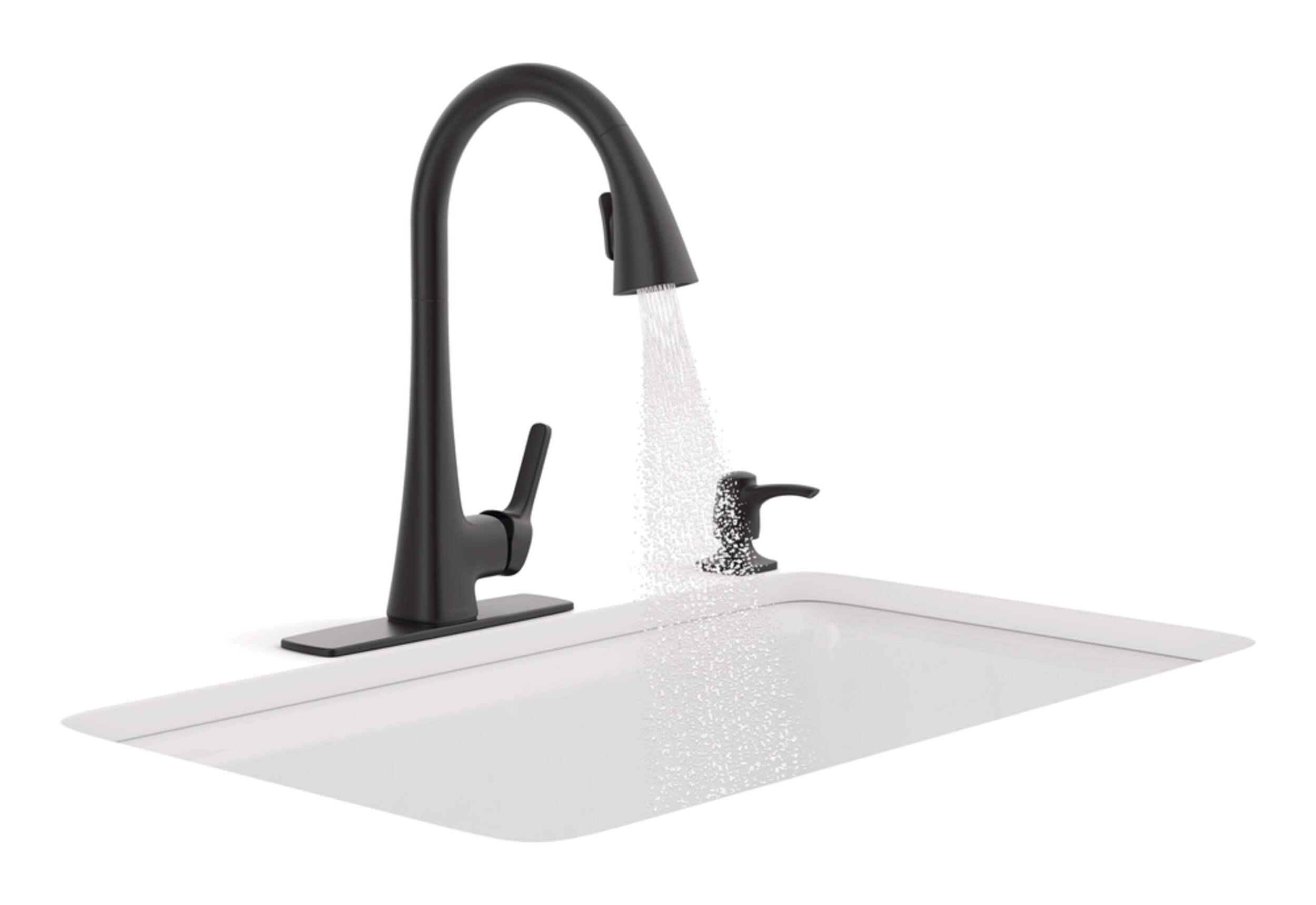 Kohler Maxton Single Handle HighArc Pull Out Kitchen Faucet, Black