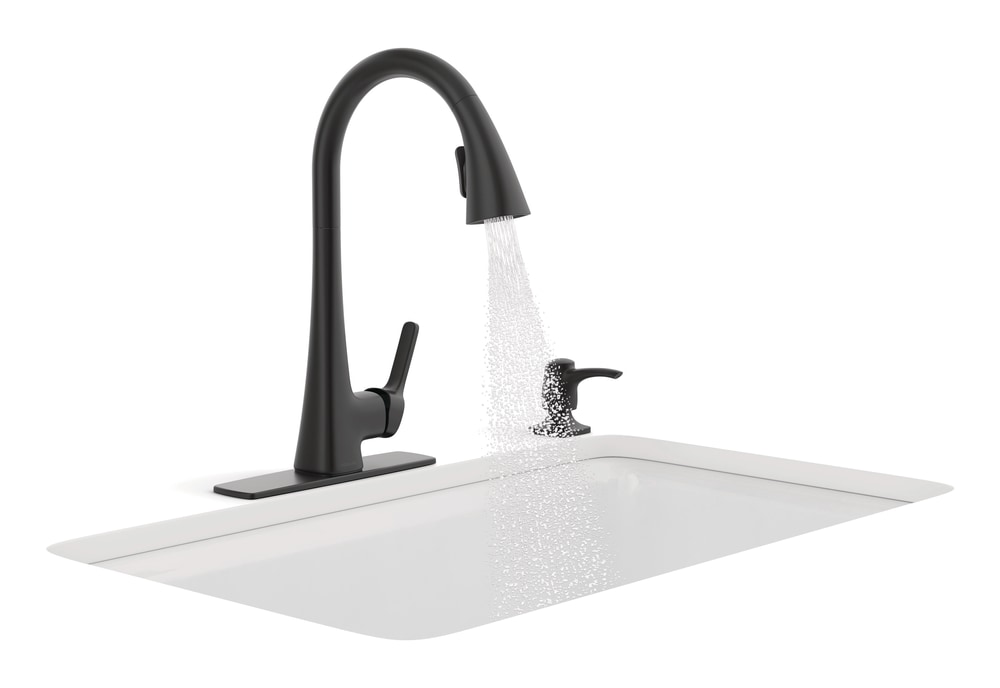 Kohler Maxton Single Handle HighArc Pull Out Kitchen Faucet, Black