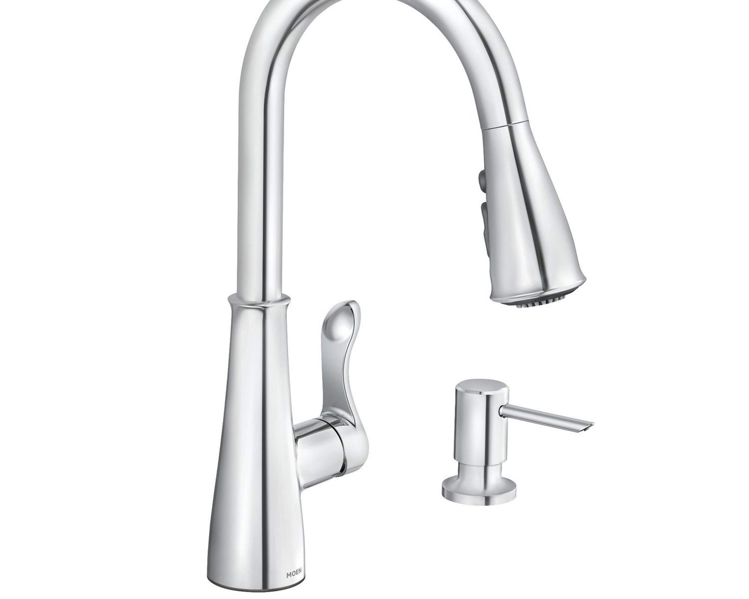 Moen® Hadley Single-Handle Pull Down Kitchen Faucet, Chrome Front_Angled_Right