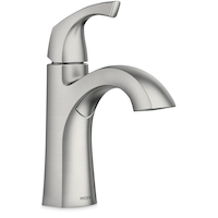 Moen Lindor Single Handle Bathroom Faucet, Spot Resist™ Brushed Nickel Front_Three_Fourths_Angled_Right