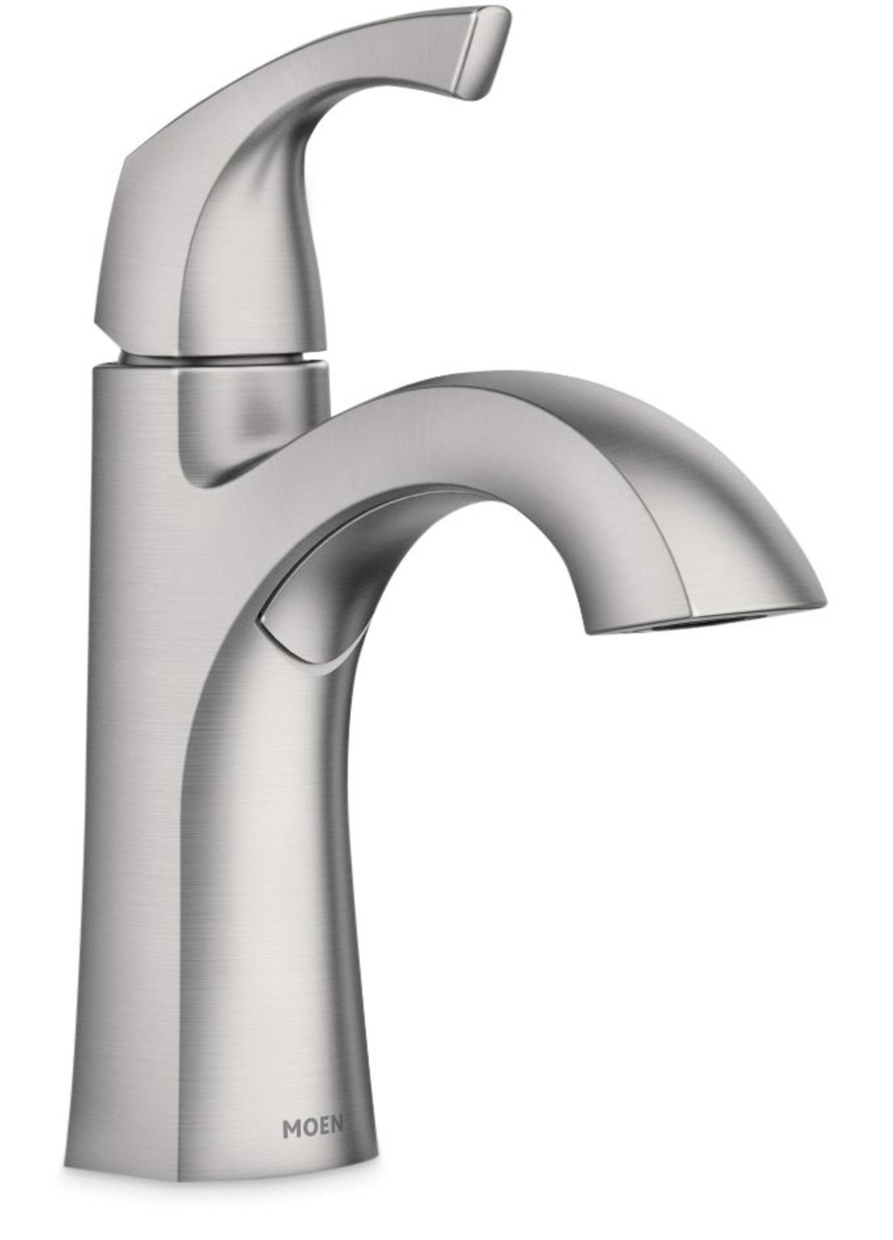 Moen Lindor Single Handle Bathroom Faucet, Spot Resist™ Brushed Nickel Front_Three_Fourths_Angled_Right