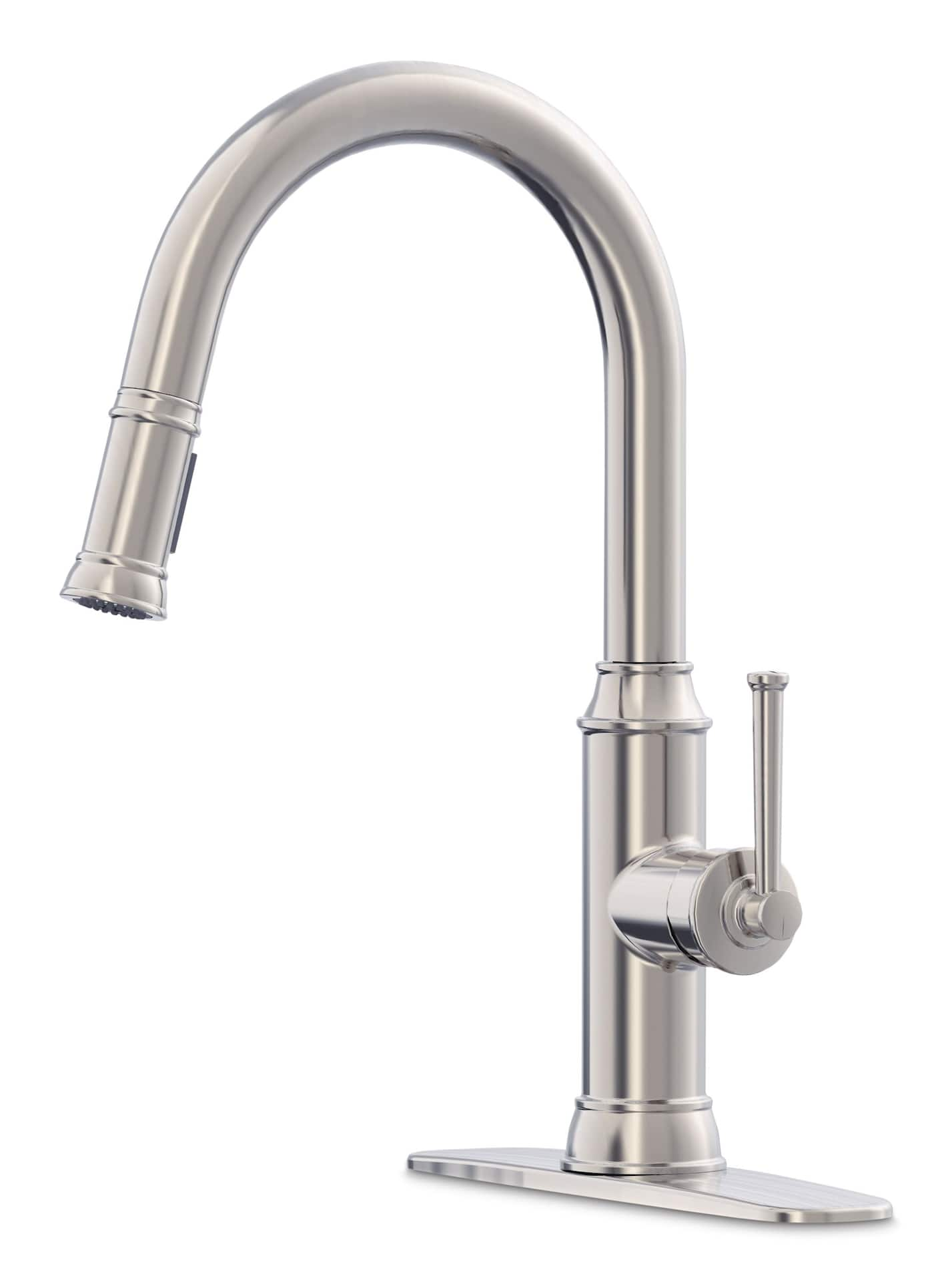 Danze Lisa Single Handle High Arc Pull Down Kitchen Faucet, Brushed Nickel