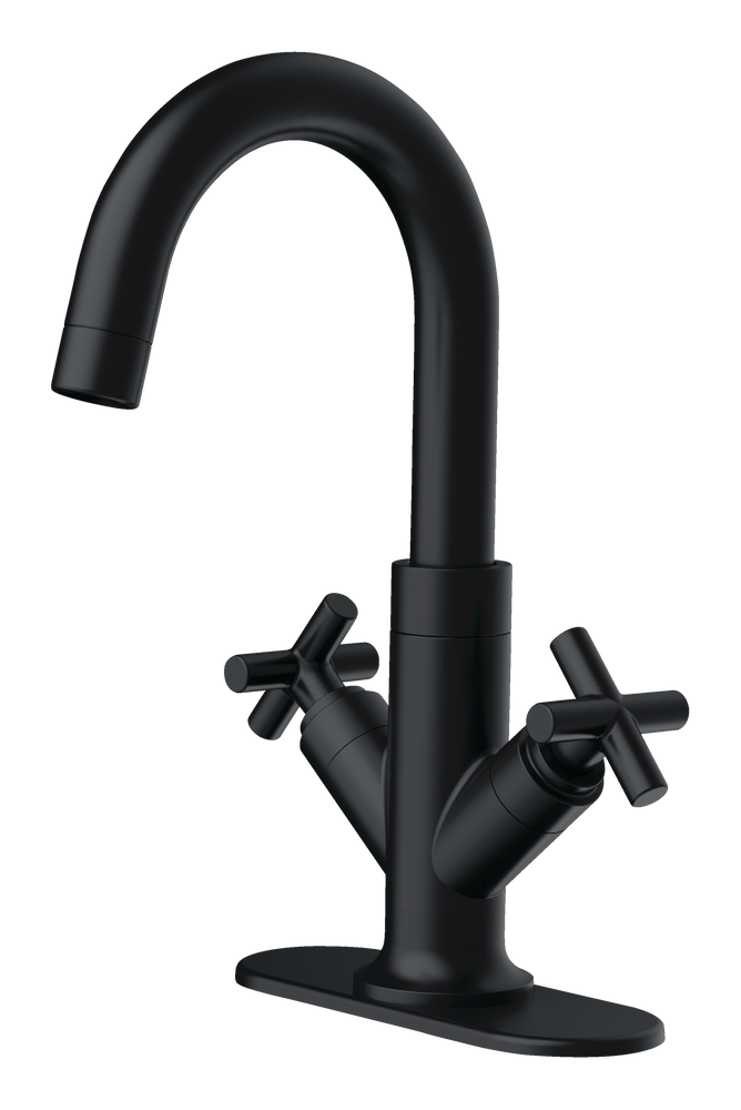 Danze Ellison Double Handle 8in Centerset Bathroom Sink Faucet with Popup Drain, Black