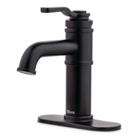 Pfister Breckenridge Single Handle High Arc Bathroom Sink Faucet, Push & Seal™ Drain, WaterSense® Certified, Black Front_Three_Fourths_Angled_Left