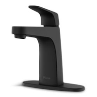 Pfister Matlock Single Handle High Arc Single Hole 4-in Centreset Bathroom Sink Faucet, Push & Seal™ Drain, Matte Black Front_Three_Fourths_Angled_Left