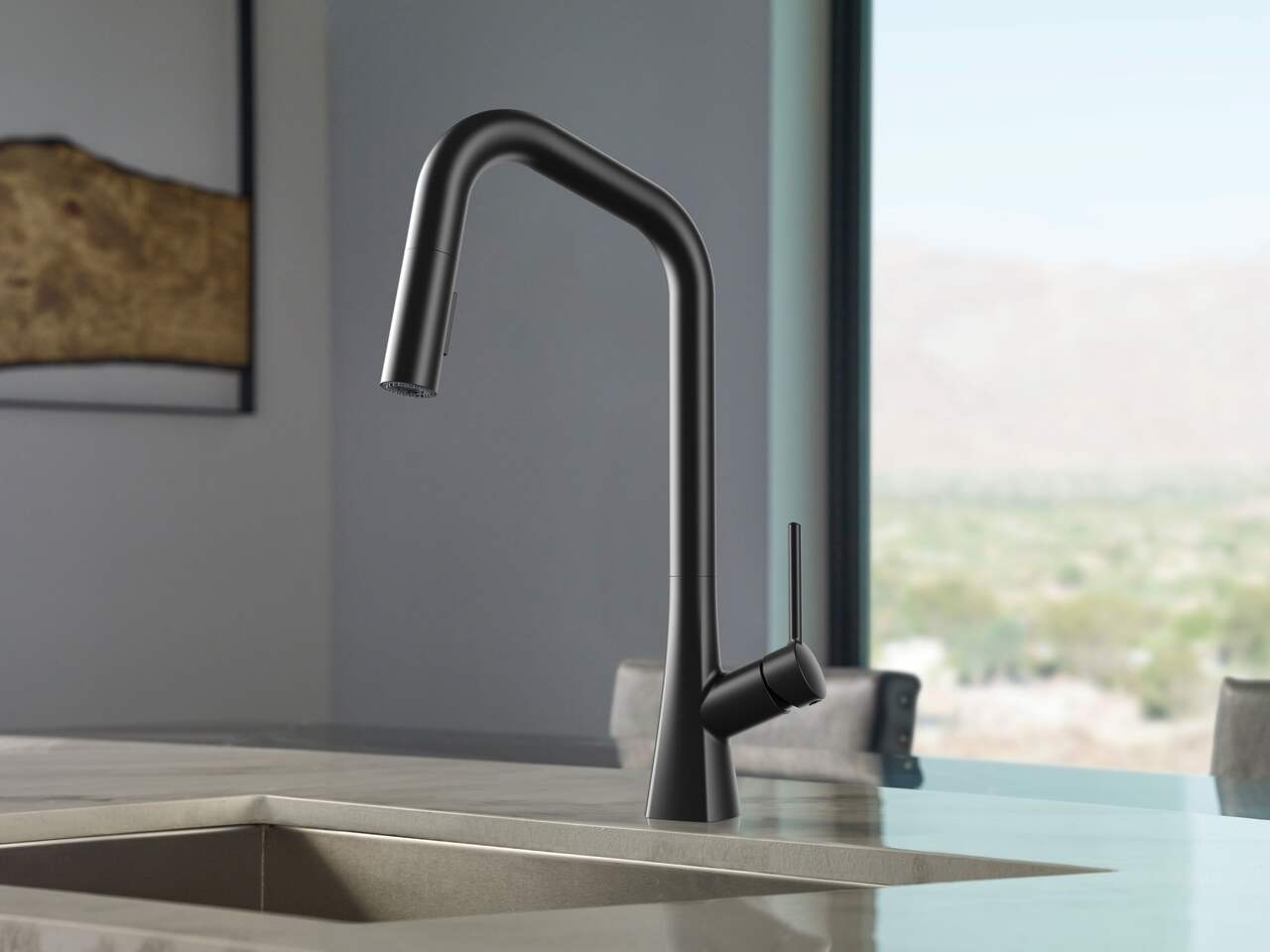 Danze Lisa Single Handle High Arc Pull Down Kitchen Faucet, Brushed Nickel