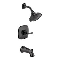 Delta Sandover Tub & Shower Faucet Set with H2Okinetic® Technology, Matte Black Front_Three_Fourths_Angled_Right