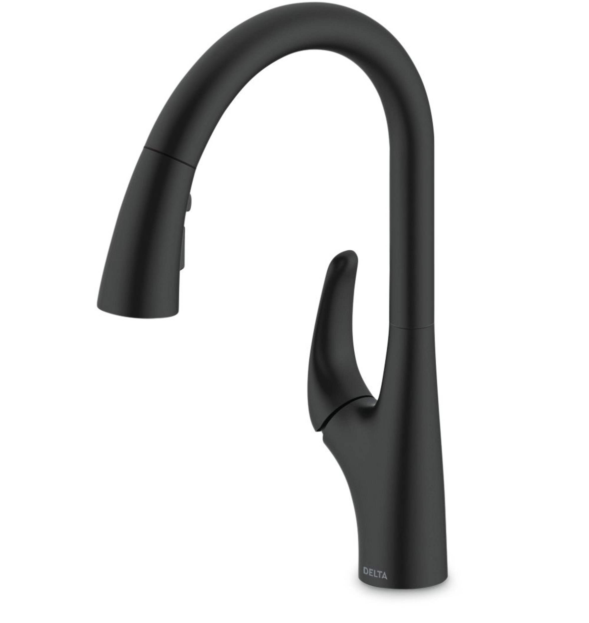 Delta Seabourne Pull-Down Kitchen Faucet, Matte Black Front_Three_Fourths_Angled_Left
