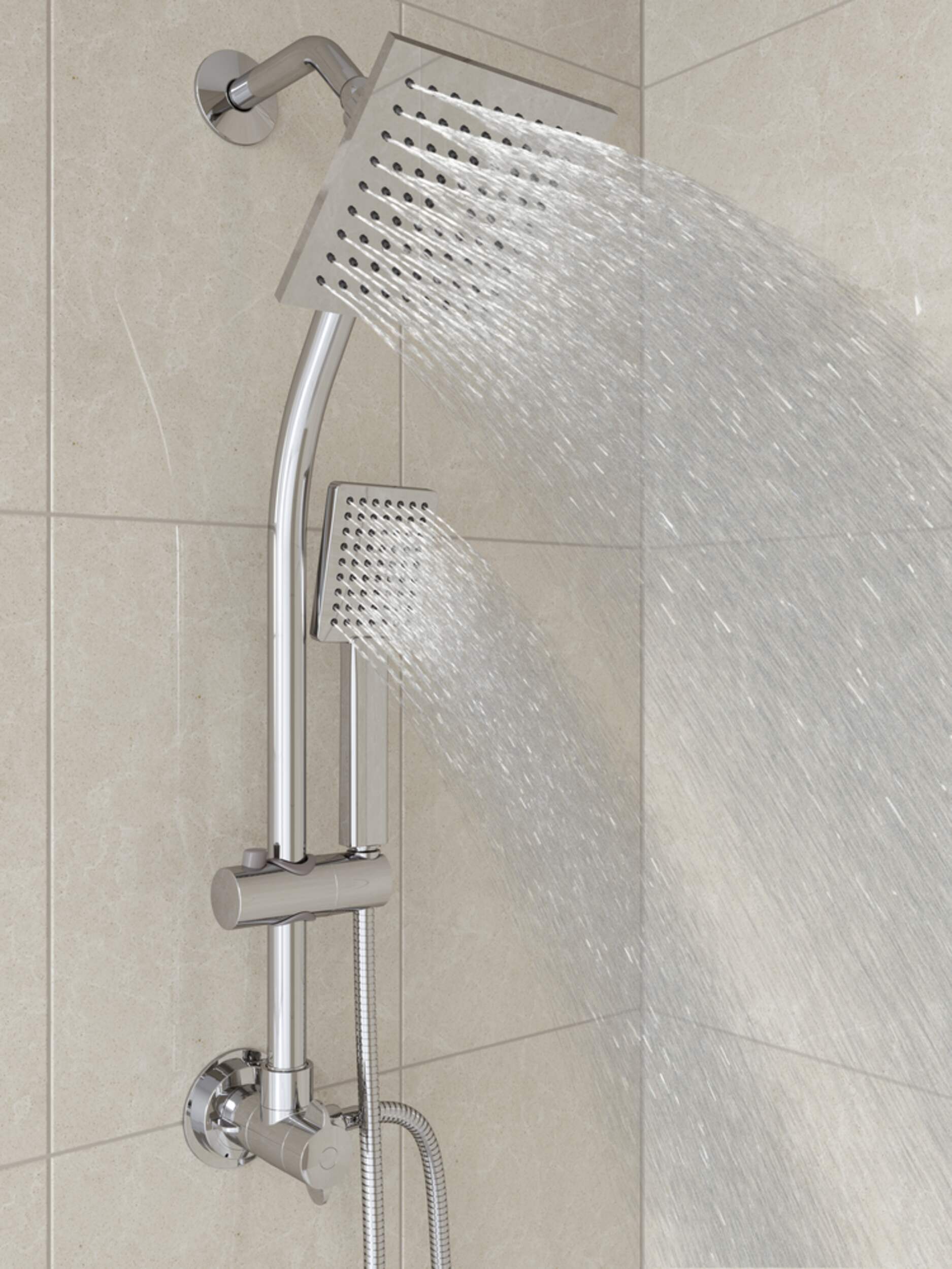 Pfister Square Shower Head & Handheld Shower Head Combo with Slide Bar