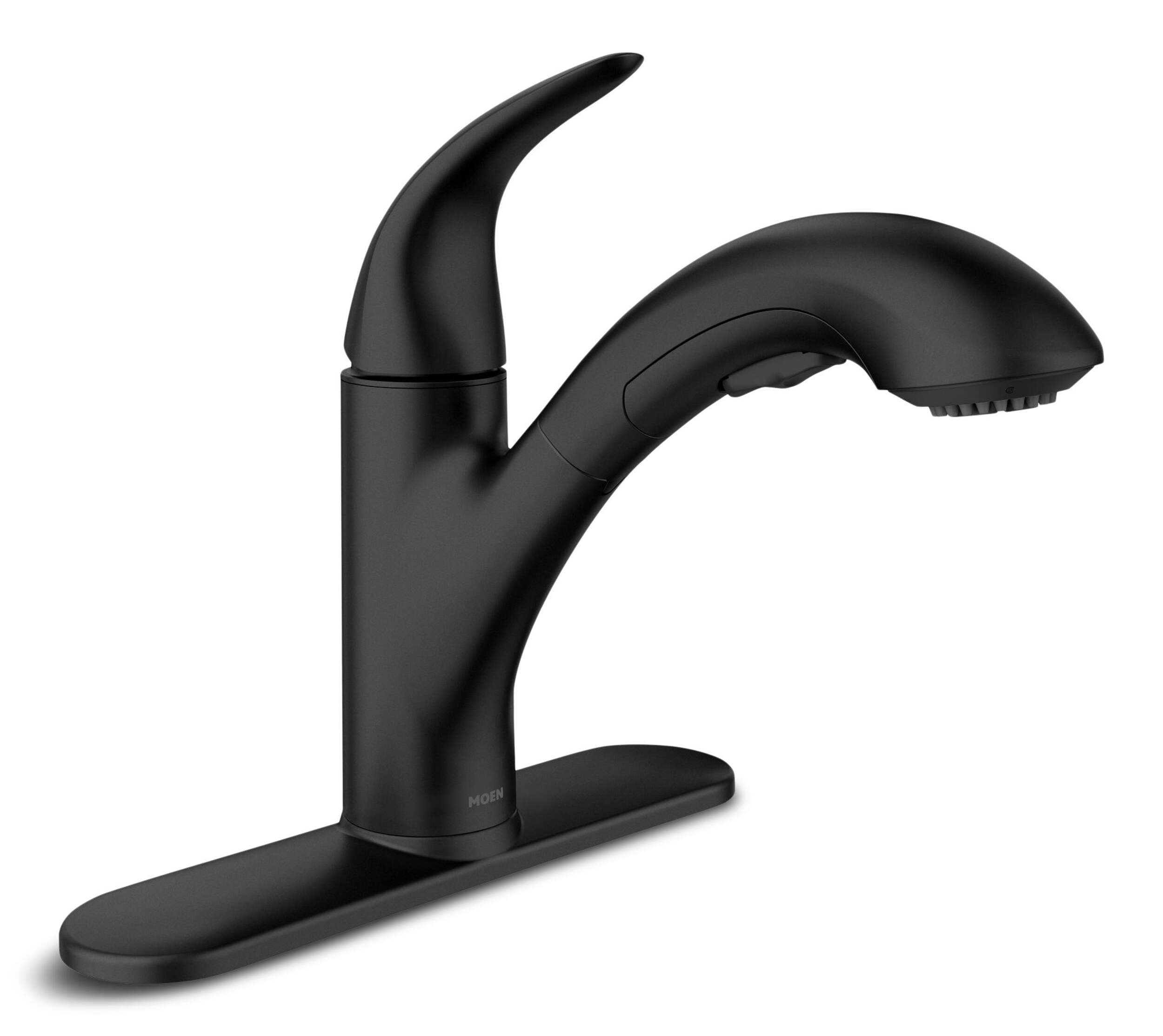 Moen Medina One-Handle Pullout Kitchen Faucet, Matte Black Front_Three_Fourths_Angled_Right