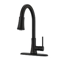 Pfister Classic Single Handle Pull-Down Kitchen Faucet, Matte Black Front_Three_Fourths_Angled_Left