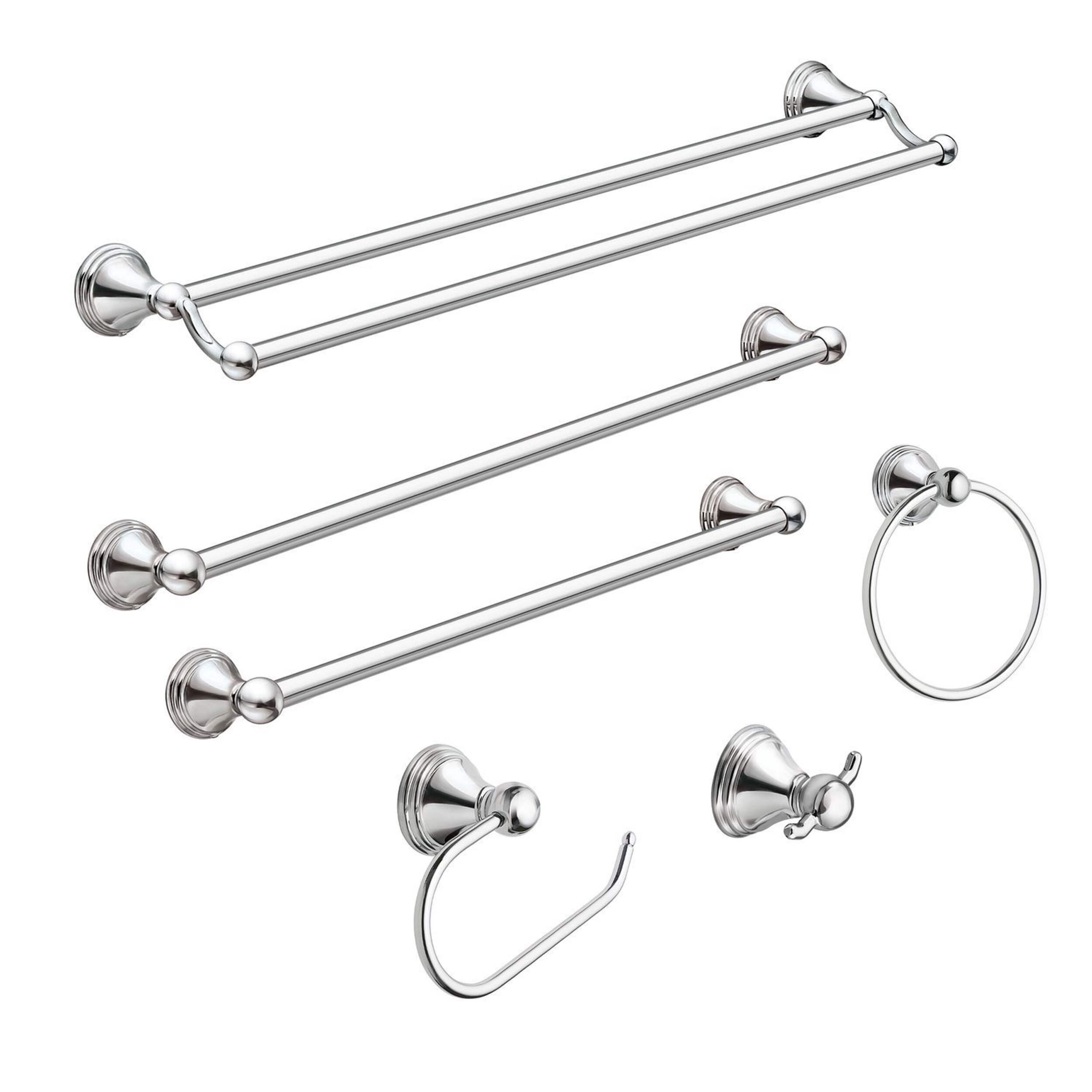 Moen Preston Double Towel Bar, Polished Chrome, 24-in Composite_or_Mixed