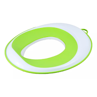 Simplicité Kids' Potty Training Toilet Seat, Anti-Slip Edges, White/Green Front_Angled_Left
