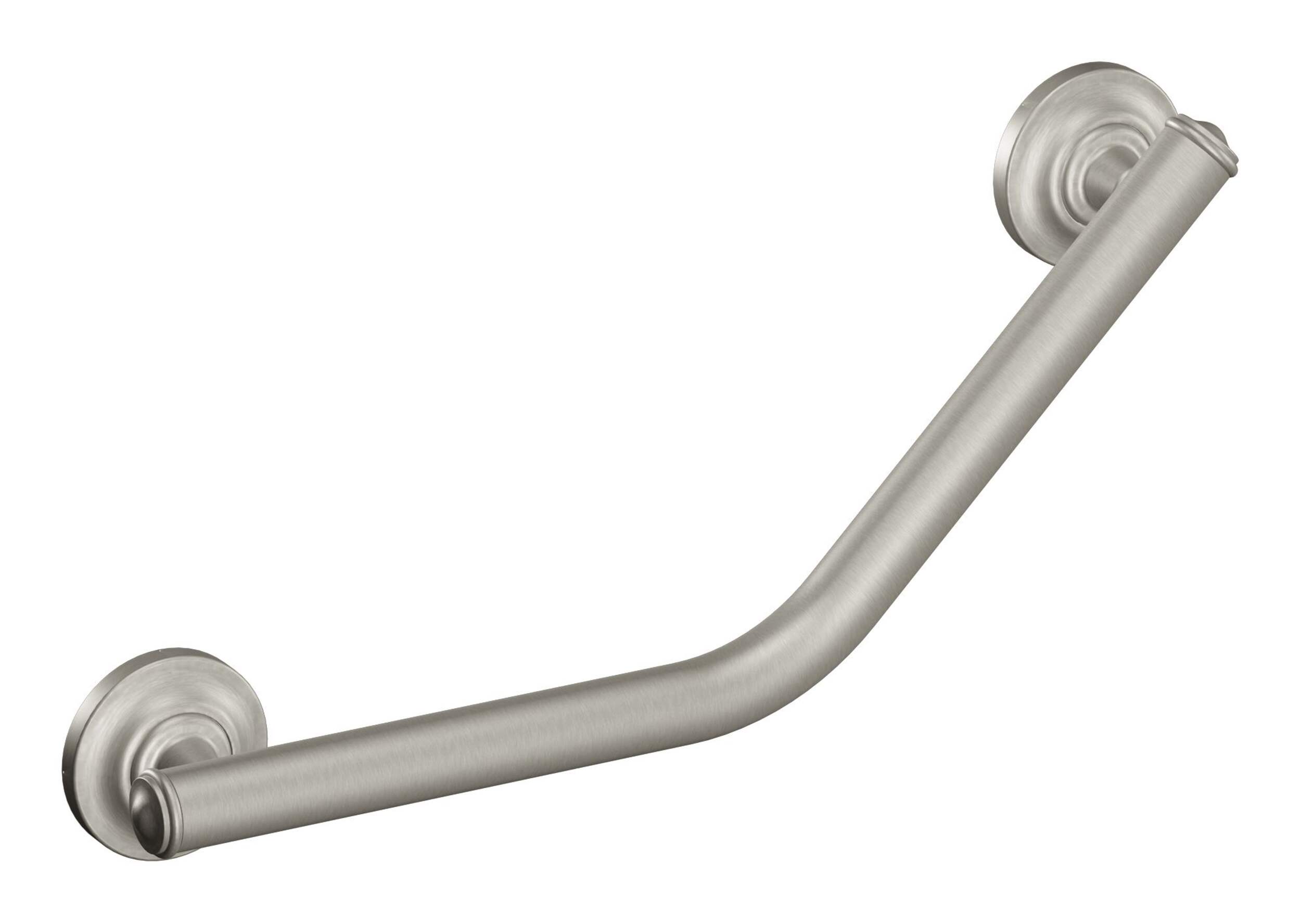 Moen® Home Care Angled Safety Bathroom Grab Bar with Grip Pad, Brushed Nickel, 1.25x16-in Front_Angled_Right