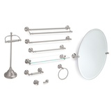 Porte-serviettes/barre à serviettes simple pour salle de bain Moen Sage, nickel brossé, 18 po Front_Three_Fourths_Angled_Right