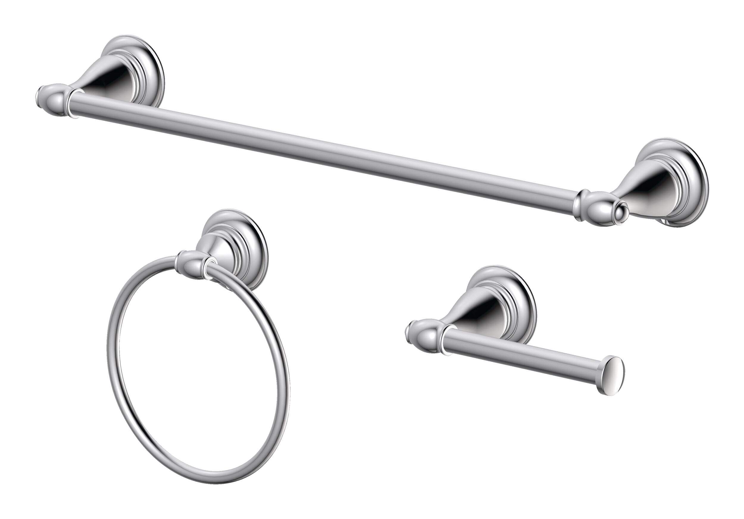 Accessoires de salle de bains Danze, chrome traditionnel, paq. 3 Front_Angled_Left