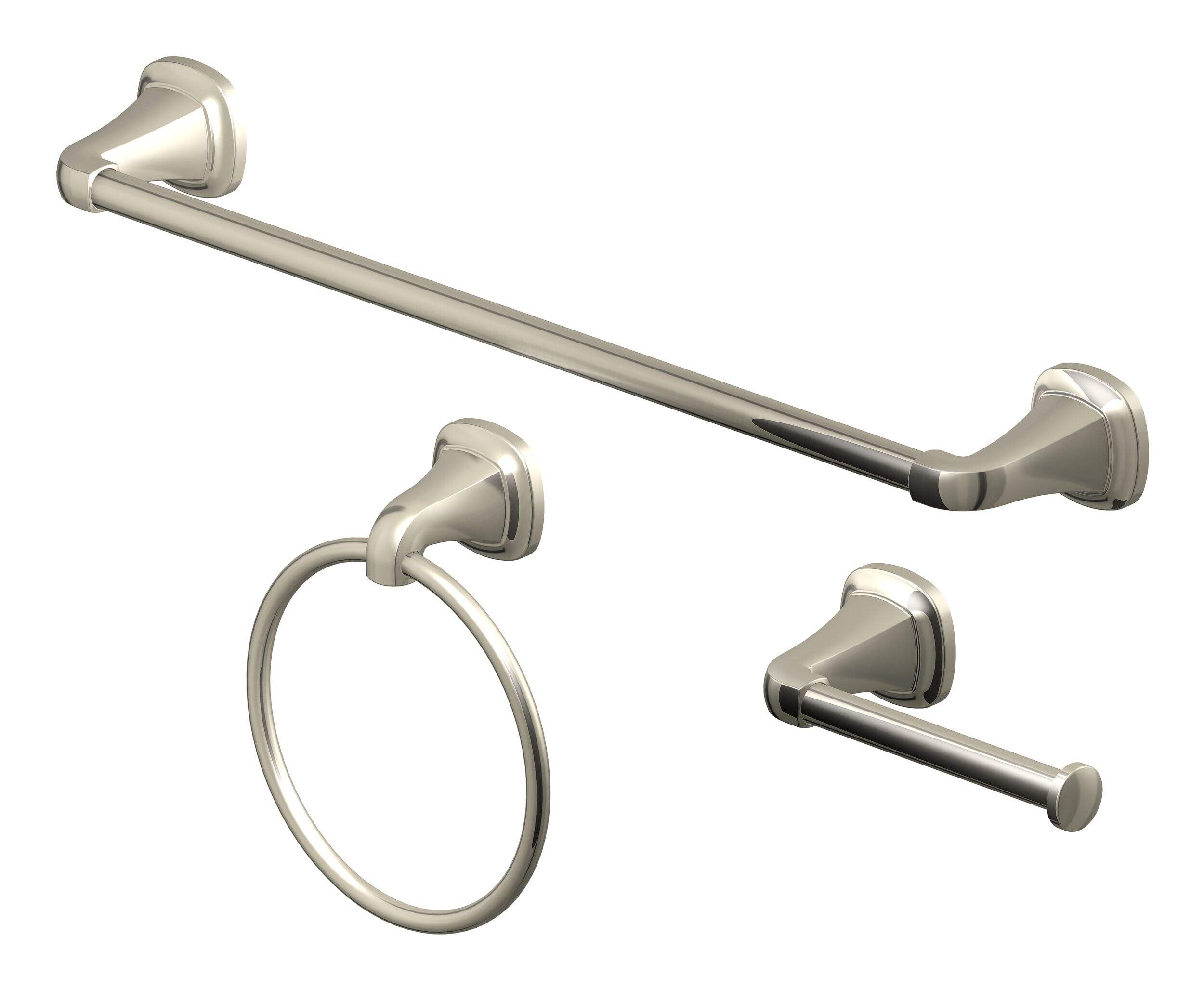 Danze Contemporary Bathroom Hardware Accessories Kit, Transitional Brushed Nickel, 3-pc Front_Angled_Left