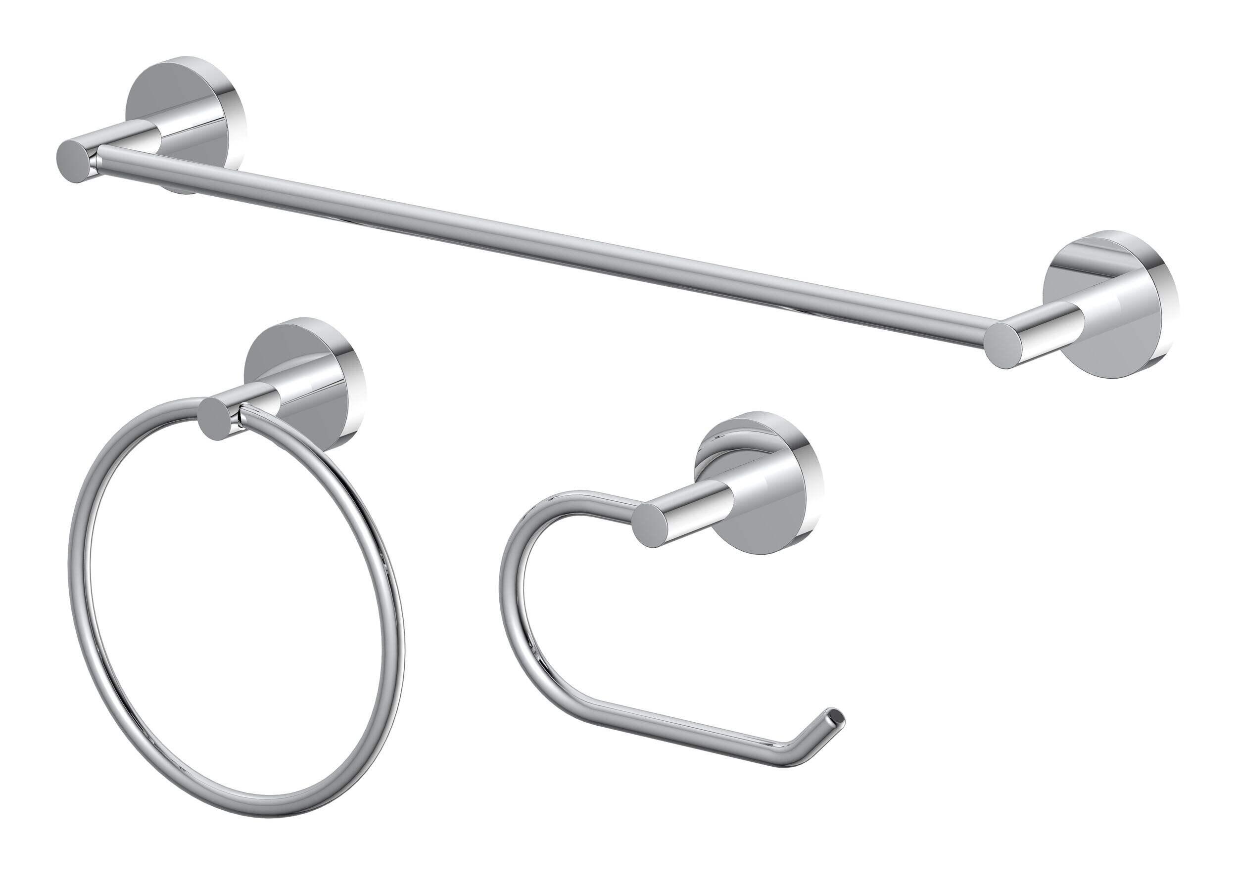 Accessoires de salle de bains contemporains Danze, chrome moderne, paq. 3 Front_Angled_Left