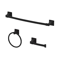 Danze Aztek Modern Bathroom Hardware Accessories Kit, Matte Black, 3-pc Front_Three_Fourths_Angled_Left