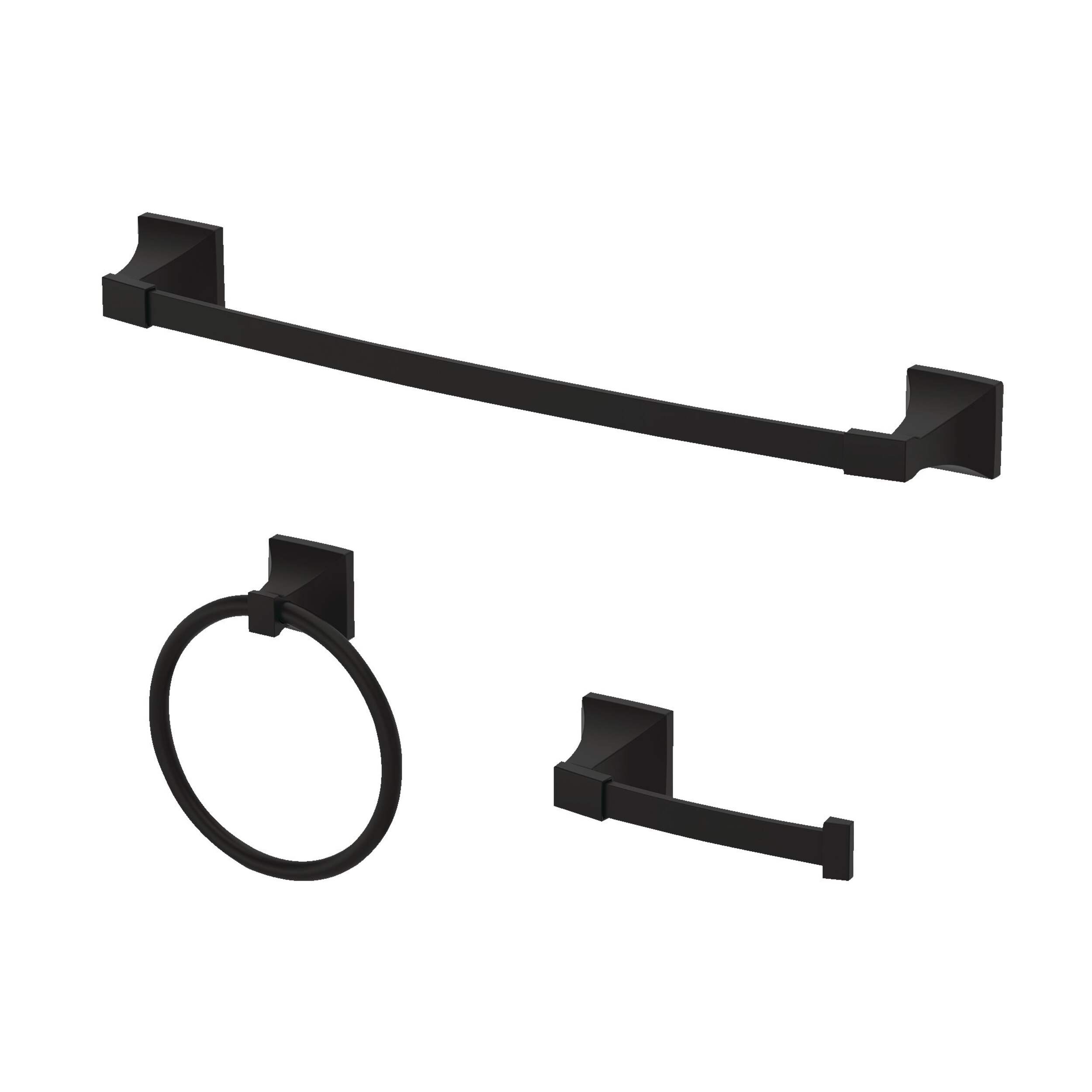 Danze Aztek Modern Bathroom Hardware Accessories Kit, Matte Black, 3-pc Front_Three_Fourths_Angled_Left