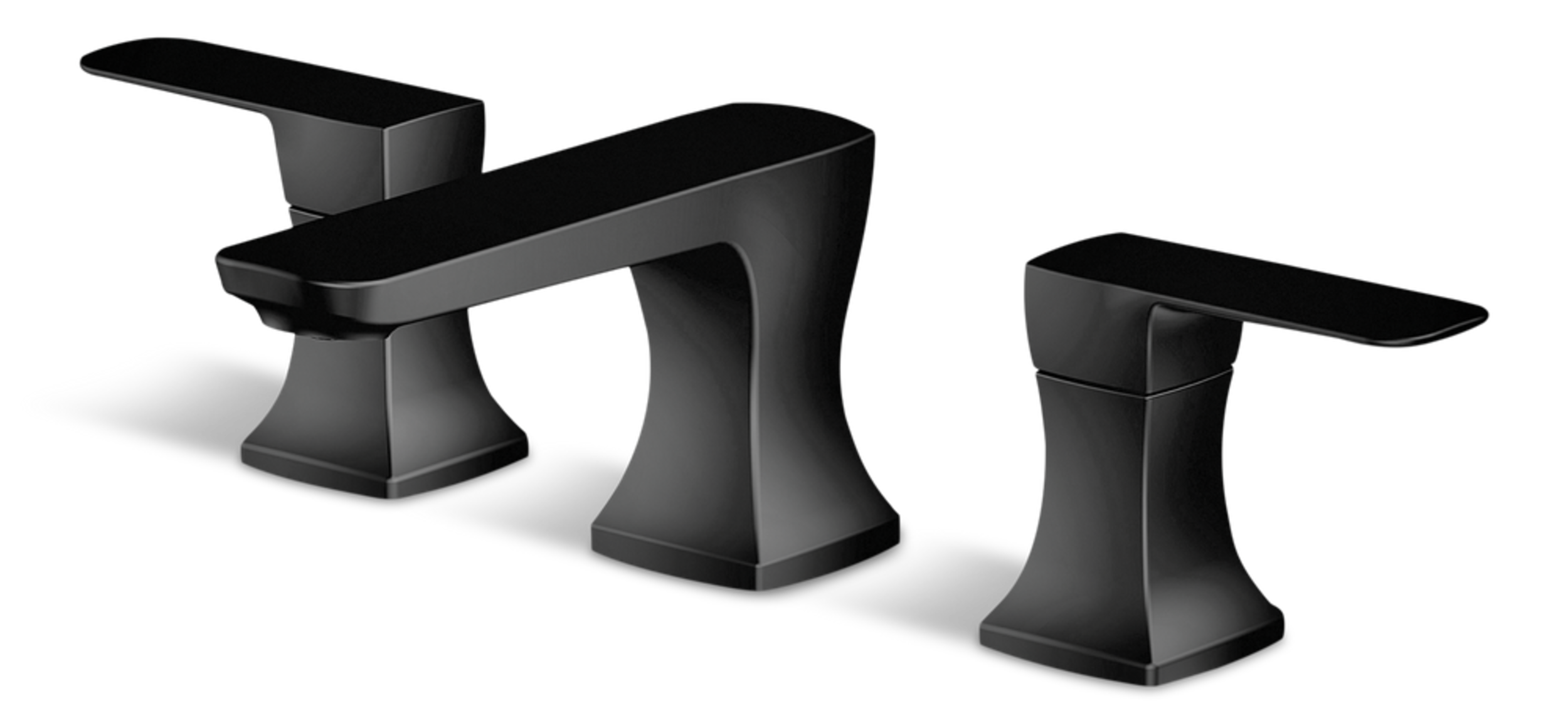 Danze Aztek Double Handle Widespread 8-in Centreset Bathroom Sink Faucet with Pop-up Drain, Matte Black Front_Three_Fourths_Angled_Left
