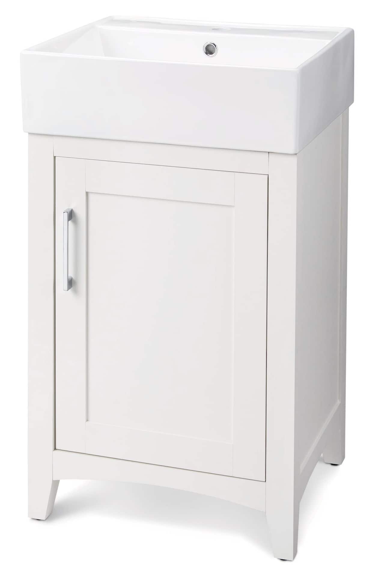CANVAS Creston Single Door Single Sink Vitreous China Top Bathroom Vanity White 20 in Canadian Tire