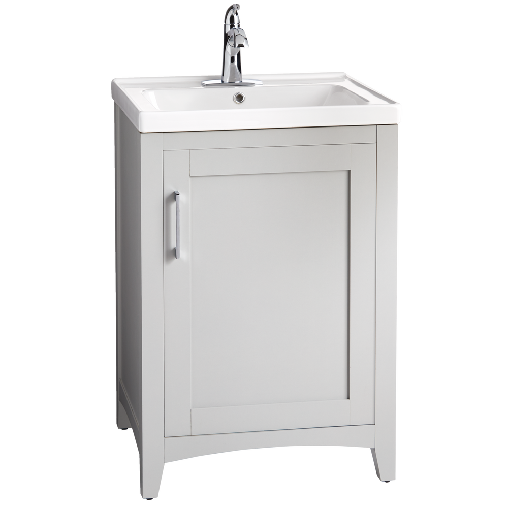 Canvas Creston Single Door Single Sink Vitreous China Top Bathroom Vanity, Grey, 24in