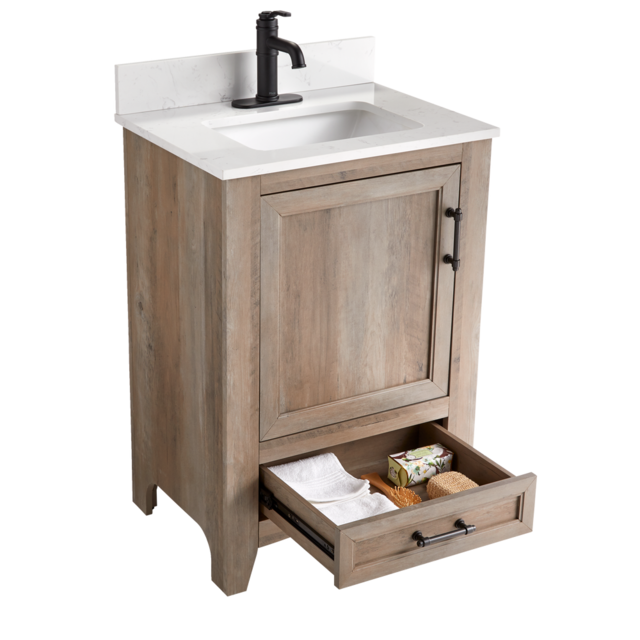 Canvas Wellington Single Door Single Sink Stone Top Bathroom Vanity