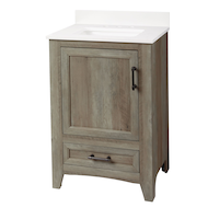 CANVAS Wellington Single Door Single Sink Stone Top Bathroom Vanity, Weathered Oak, 24-in Front_Three_Fourths_Angled_Left