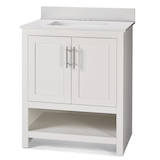 Meuble-lavabo simple CANVAS Dover à 2 portes, dessus en pierre, 30 po, blanc Front_Angled_Left