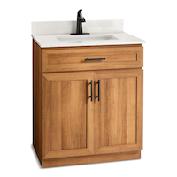 CANVAS Danville Double Door Single Sink Stone Top Bathroom Vanity, Honey Oak, 30-in Front_Three_Fourths_Angled_Right