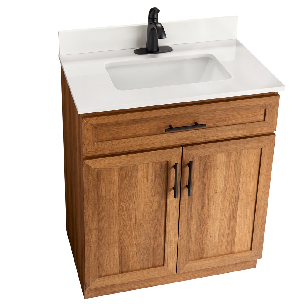 Canvas Danville Double Door Single Sink Stone Top Bathroom Vanity
