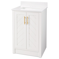 CANVAS Brooks Double Door Single Sink Stone Top Bathroom Vanity, White, 24-in Front_Angled_Left