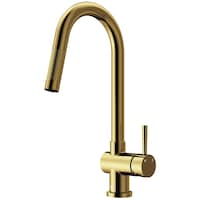 VIGO Gramercy Pull-Down Kitchen Faucet, Matte Brushed Gold Front_Three_Fourths_Angled_Left