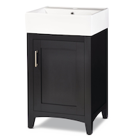 CANVAS Creston Single Door Single Sink Vitreous China Top Bathroom Vanity, Black, 20-in Front_Three_Fourths_Angled_Left