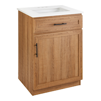 CANVAS Danville Single Door Single Sink Stone Top Bathroom Vanity, Honey Oak, 24-in