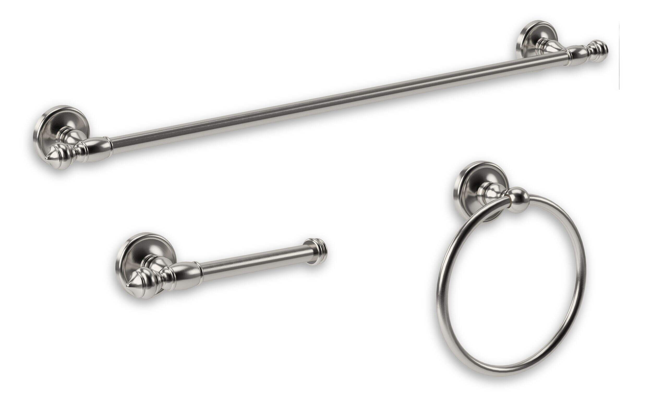 Accessoires de salle de bains traditionnels Peerless, acier inoxydable, paq. 3 Front_Angled_Right