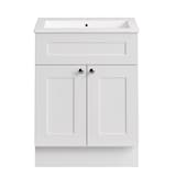 CANVAS Milford Double Door Single Sink Marble Top Bathroom Vanity, White, 24-in Front_Elevated