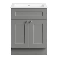CANVAS Milford Double Door Single Sink Marble Top Bathroom Vanity, Grey, 24-in Front_Elevated
