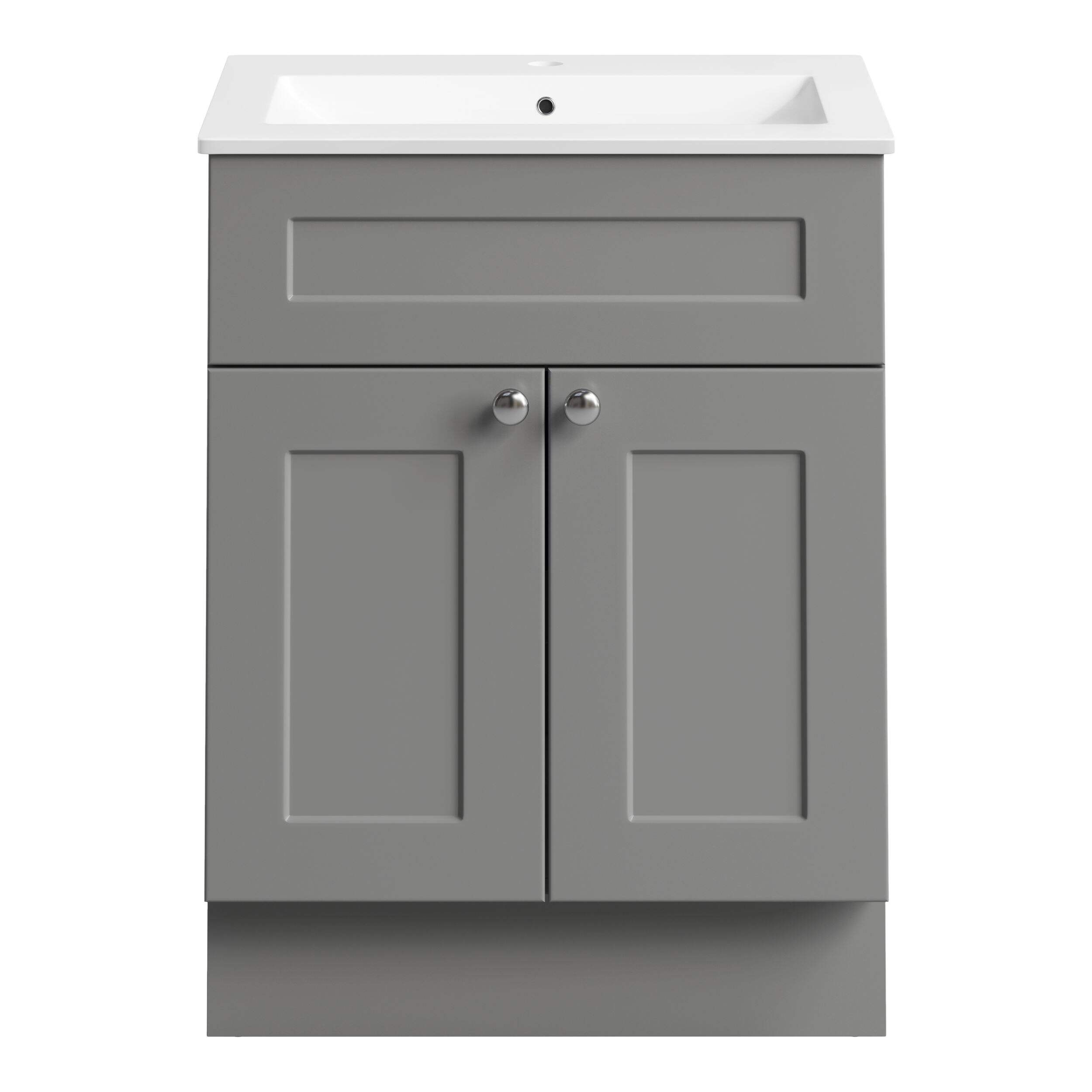 CANVAS Milford Double Door Single Sink Marble Top Bathroom Vanity, Grey, 24-in Front_Elevated