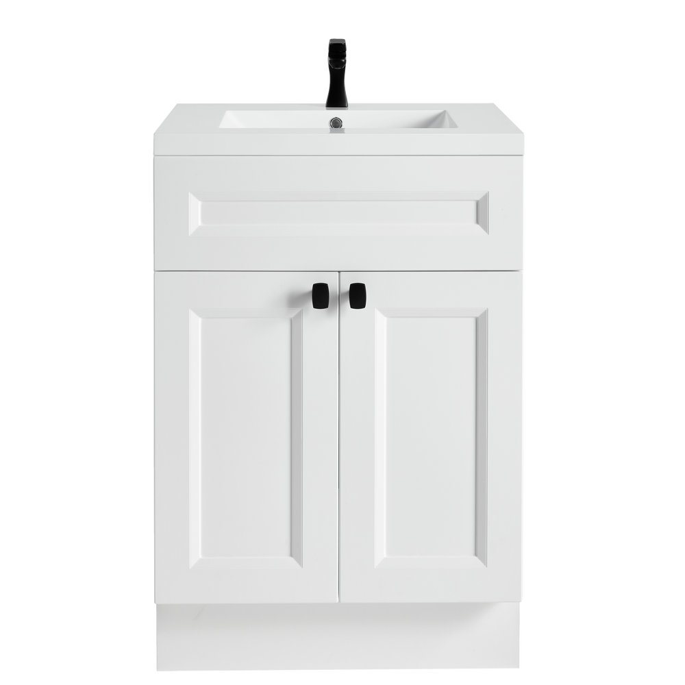 Canvas Langford Double Door Single Sink Marble Top Bathroom Vanity