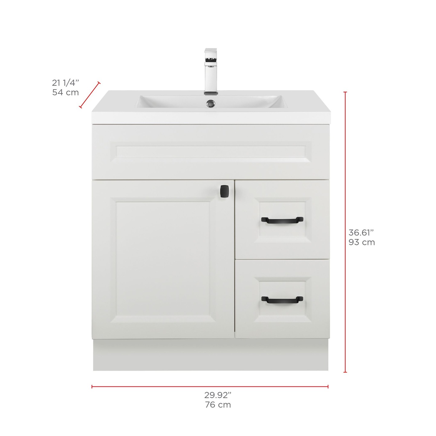 Canvas Langford Single Door Single Sink Marble Top Bathroom Vanity with
