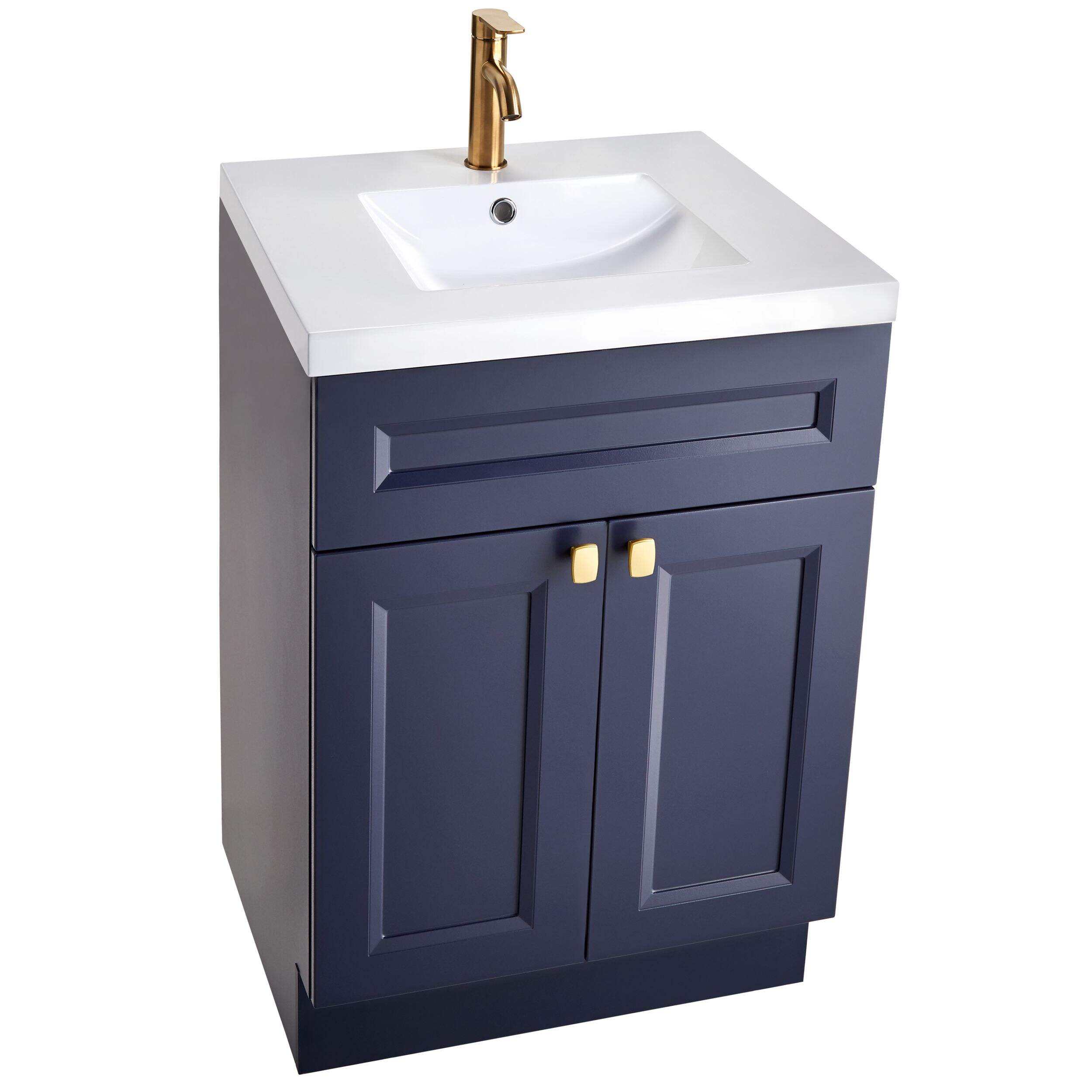 Canvas Langford Double Door Single Sink Marble Top Bathroom Vanity