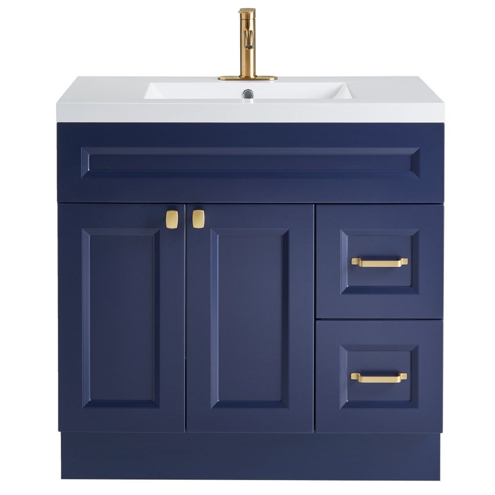 Canvas Langford Double Door Single Sink Marble Top Bathroom Vanity with
